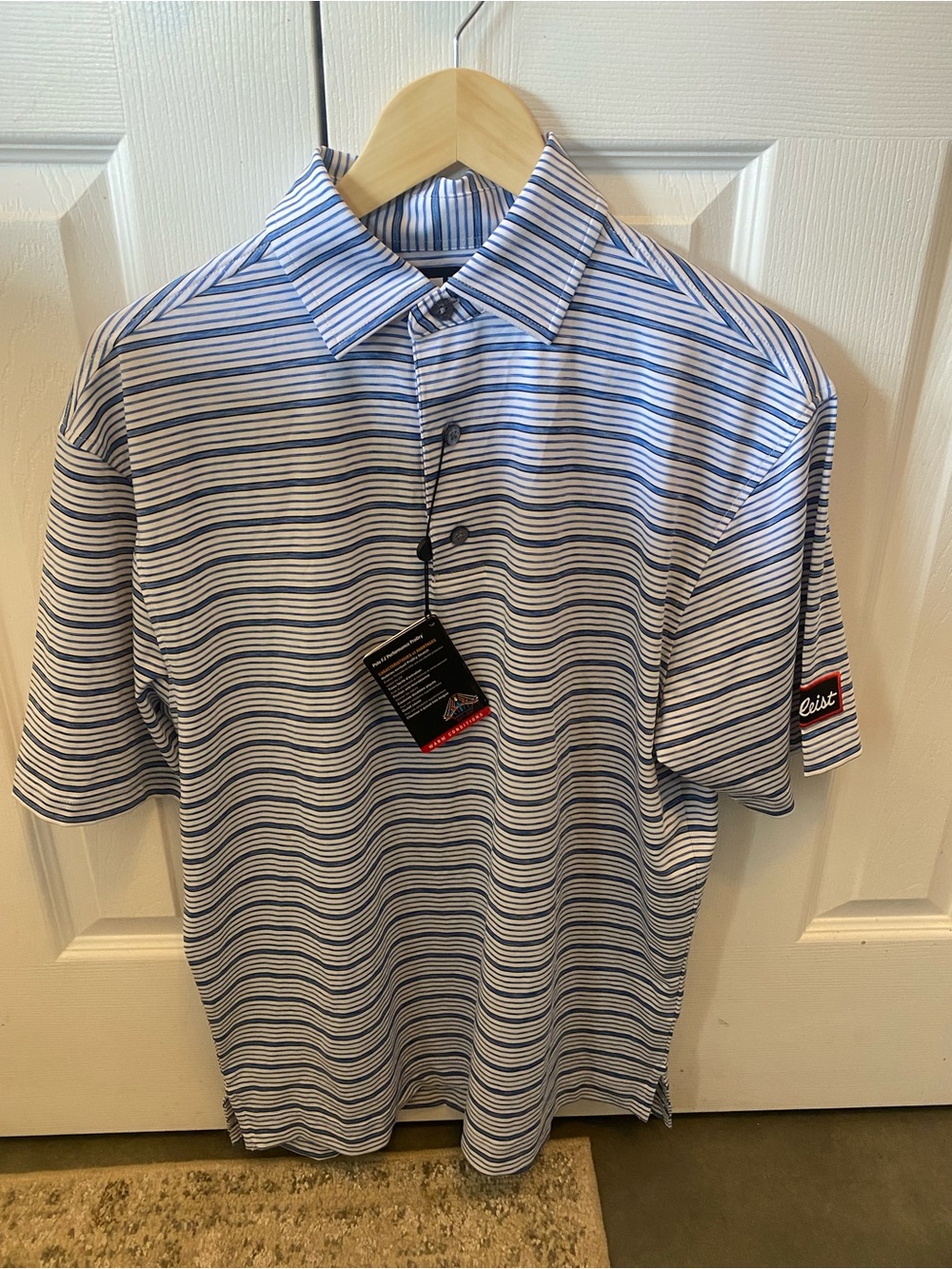 FootJoy Blue and White Striped Polo Shirt